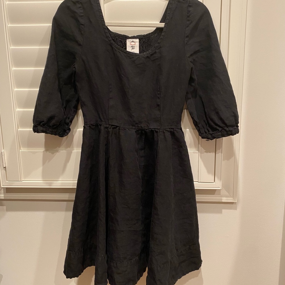 Son de Flor Classic Black Linen Mini Dress